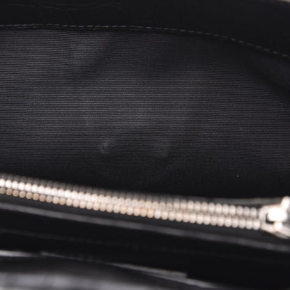 Saint Laurent Calfskin Crocodile Embossed Medium College Monogram Satchel Black 9 of 12