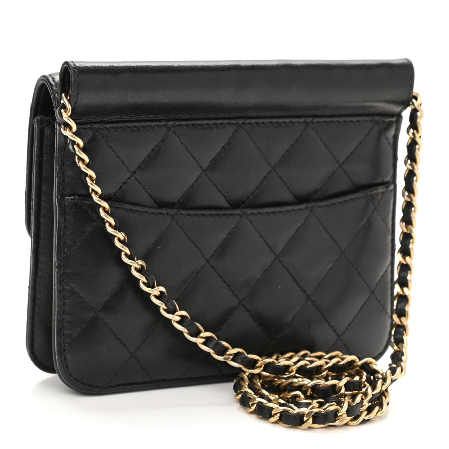 Lambskin Quilted Crossing Times Mini Flap Black