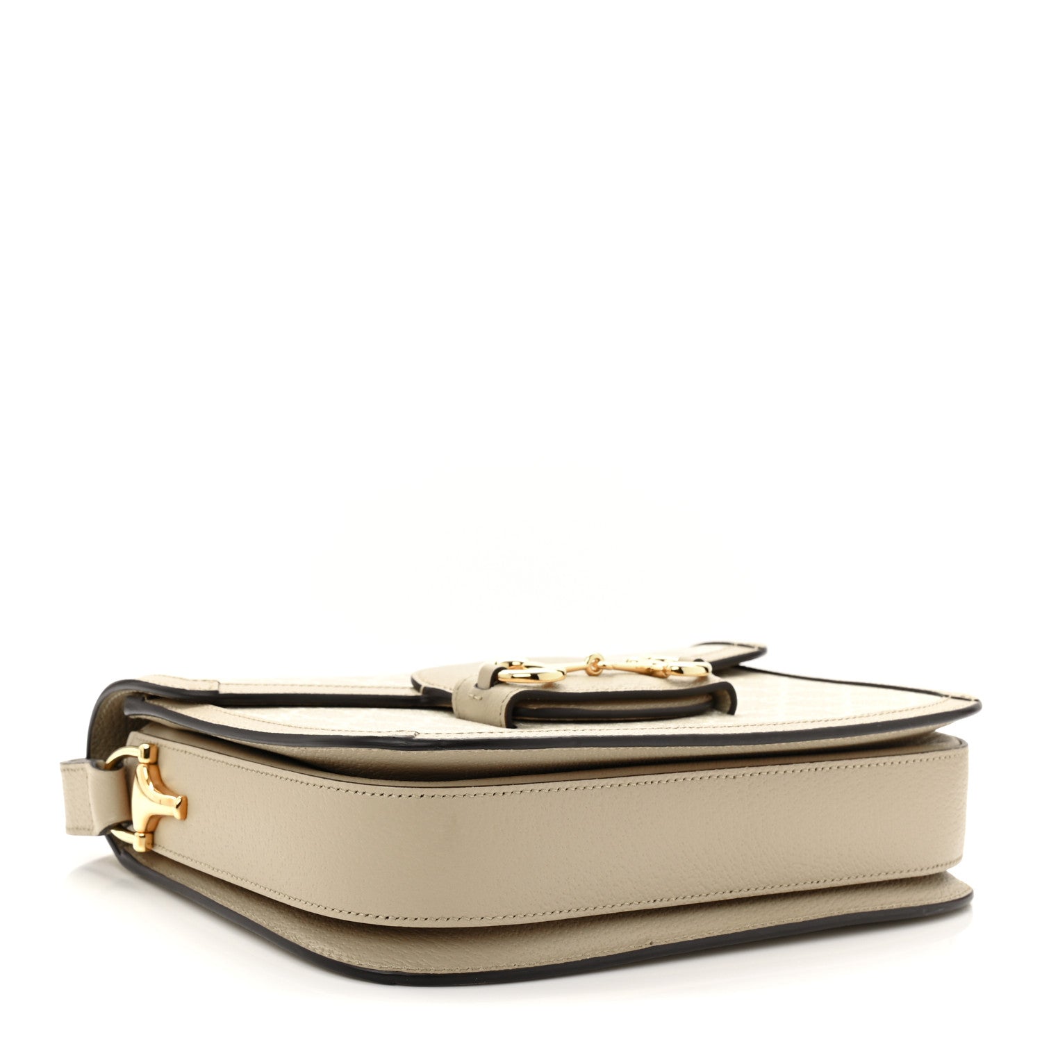 Gucci GG Supreme Monogram Textured Dollar Calfskin Horsebit 1955 Shoulder Bag Beige Mystic White Oatmeal 4 of 10