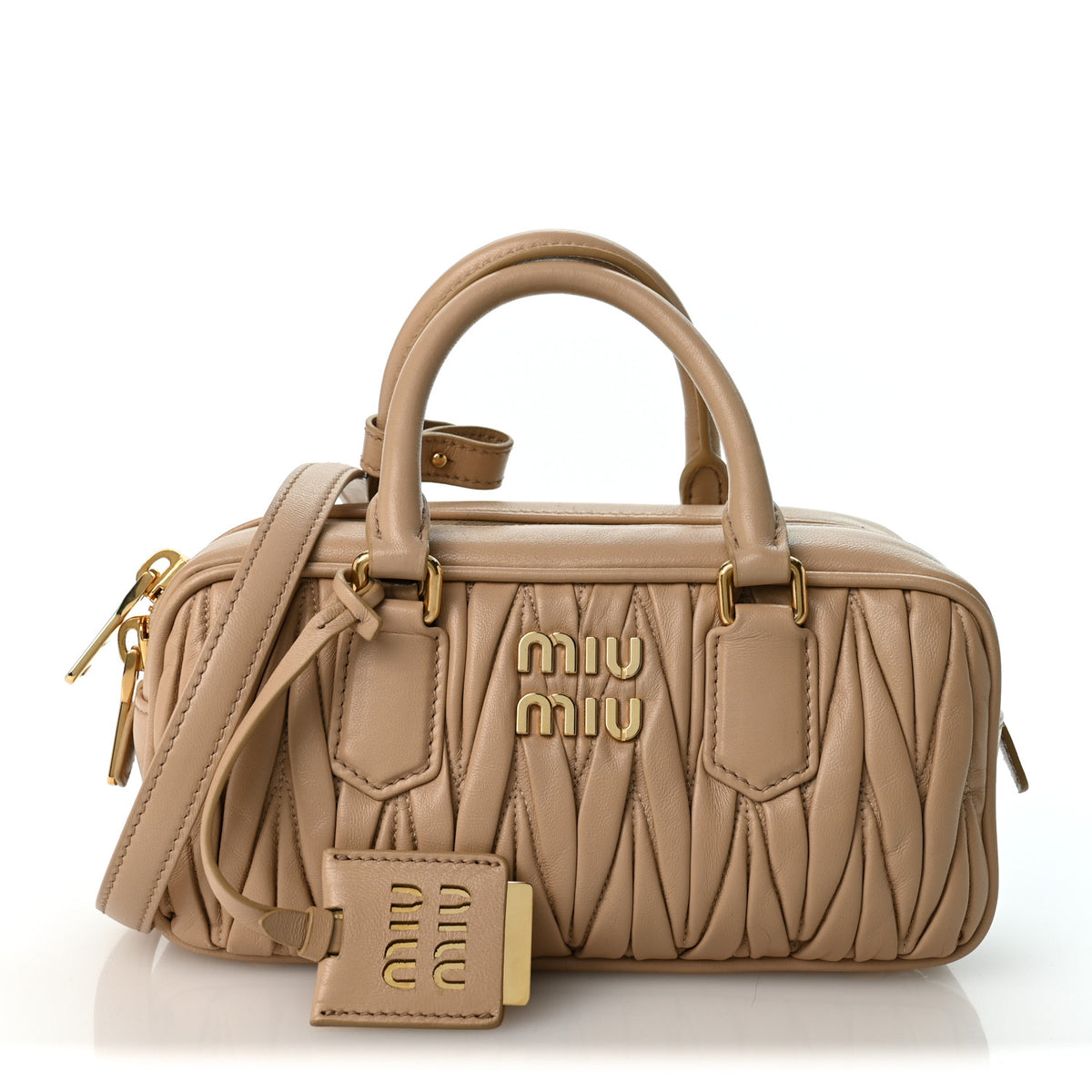 Miu Miu Nappa Matelasse Regular Arcadie Top Handle Bag Sabbia 1 of 9