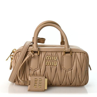 Miu Miu Nappa Matelasse Regular Arcadie Top Handle Bag Sabbia 1 of 9