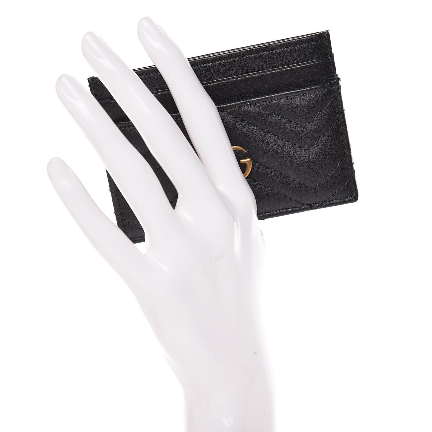 Calfskin Matelasse GG Marmont Card Holder Black