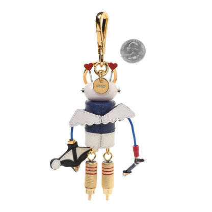 Prada Saffiano Cupid Robot Trick Keychain Bright Blue White 2 of 5