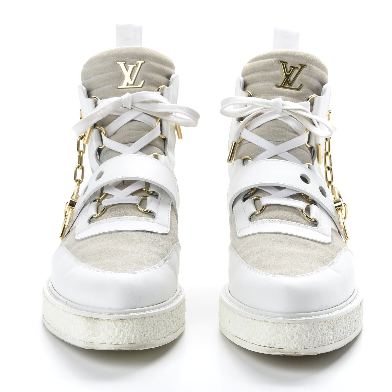 Louis Vuitton Calfskin Suede Mens Creeper Ankle Boots 9.5 White 2 of 9
