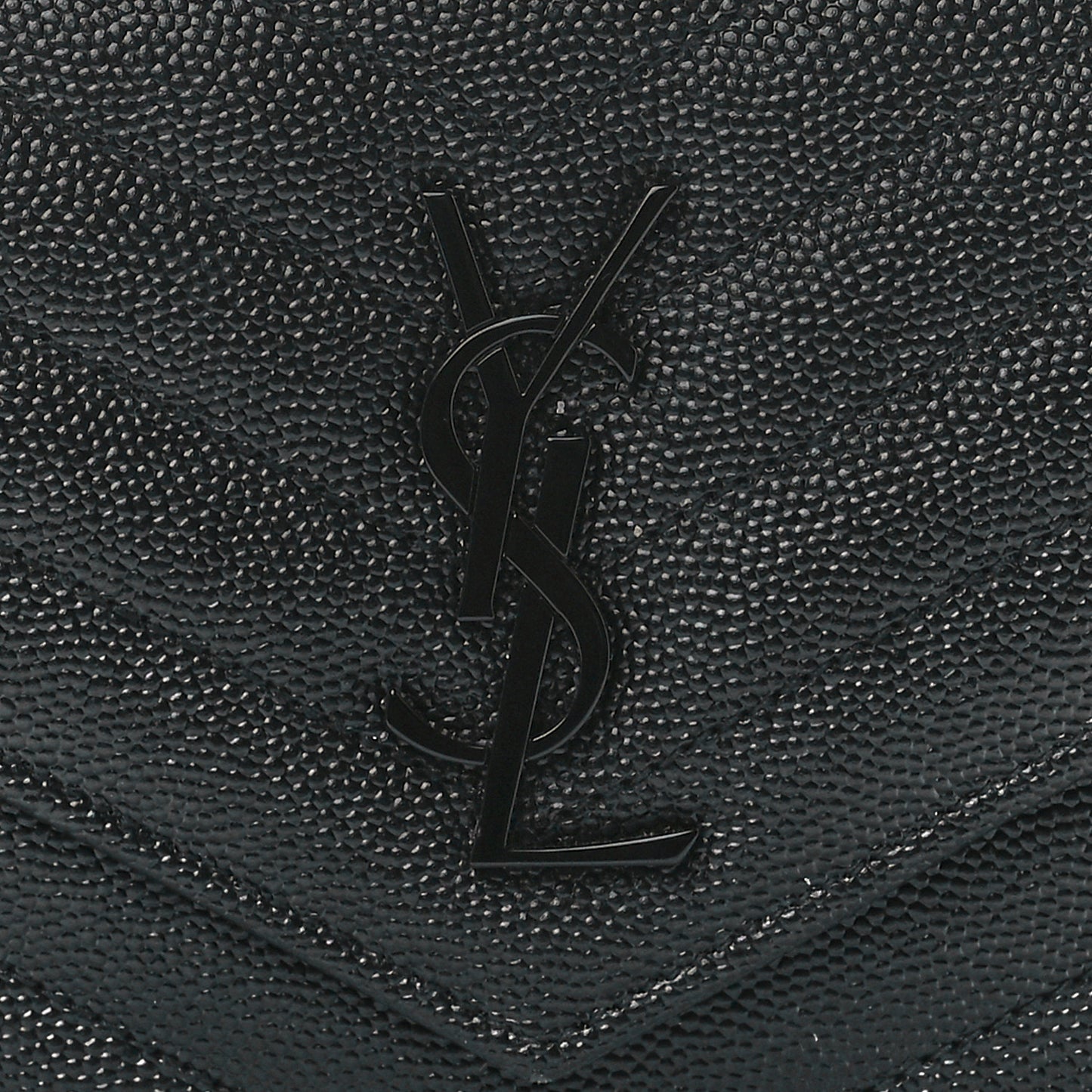 Grain De Poudre Matelasse Chevron Monogram Monochrome Envelope Chain Wallet Black