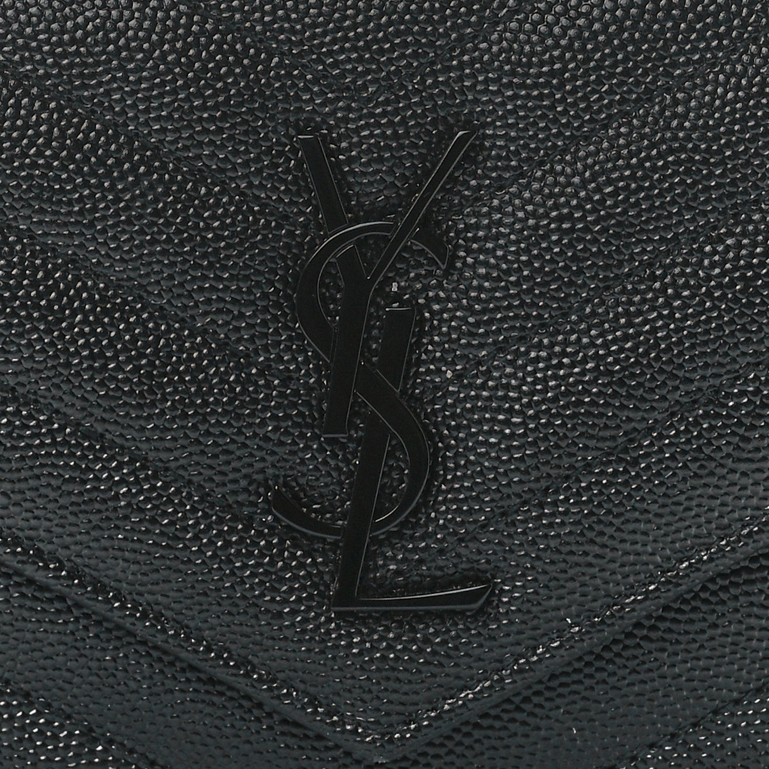 Saint Laurent Grain De Poudre Matelasse Chevron Monogram Monochrome Envelope Chain Wallet Black 8 of 11