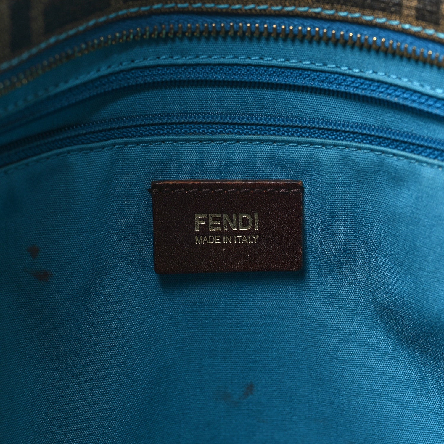 Fendi Zucca Spalmati Perforated Medium Roll Tote Tobacco Pavone 6 of 12