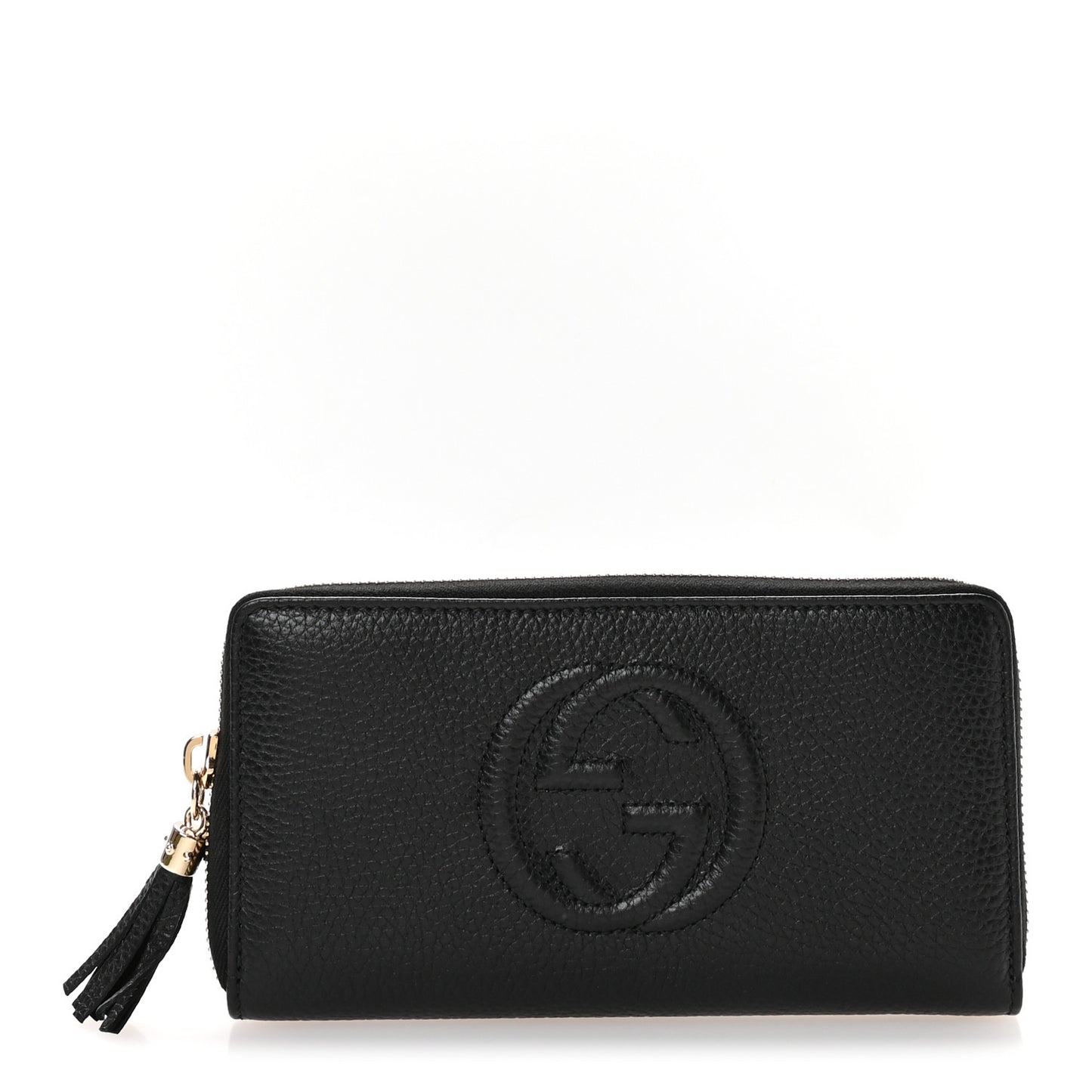 Pebbled Calfskin Soho Zip Around Wallet Black