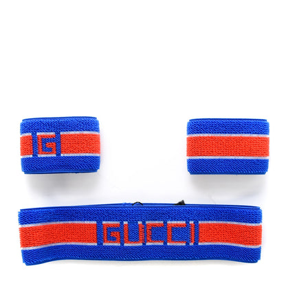 Gucci Cotton Logo Headband and Wrist Set M Blue Orange 1 of 5