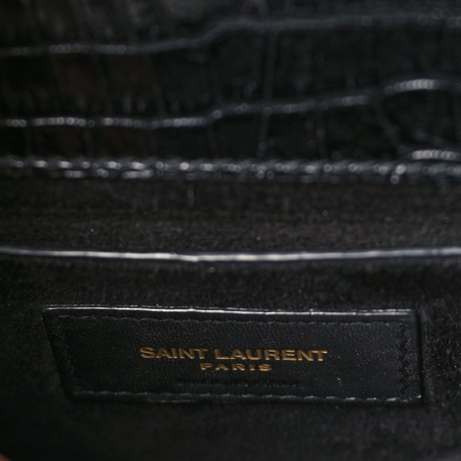 Saint Laurent Calfskin Crocodile Embossed Medium Monogram Sunset Black 6 of 8