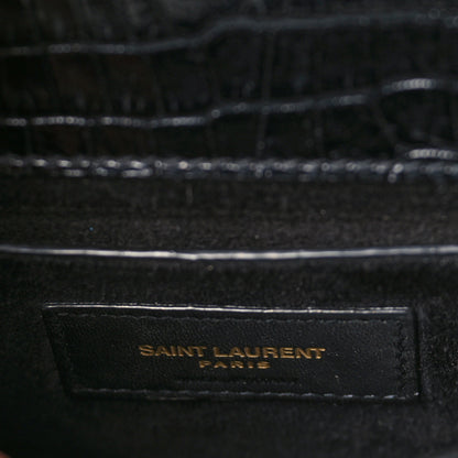 Saint Laurent Calfskin Crocodile Embossed Medium Monogram Sunset Black 6 of 8