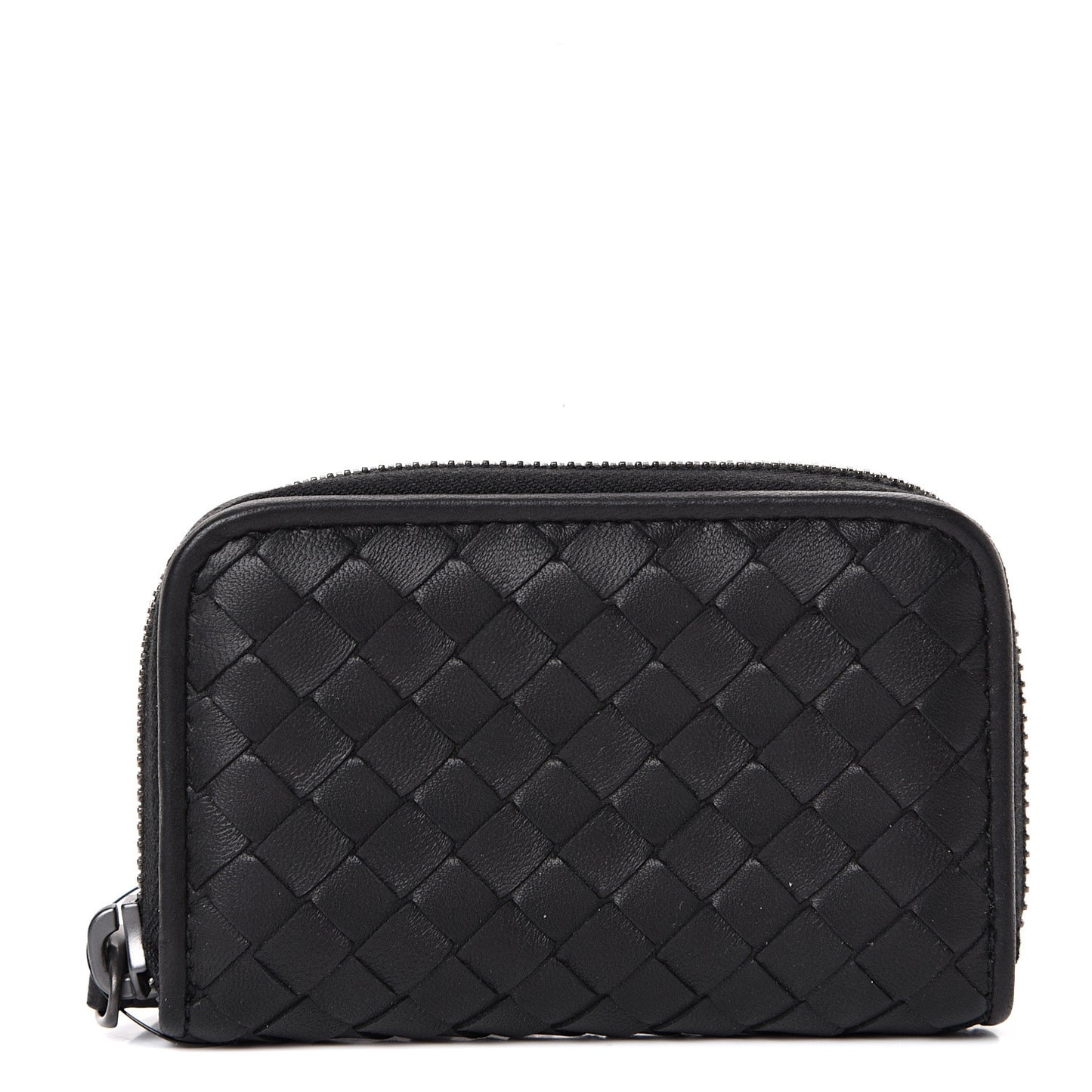 Nappa Intrecciato Zip Around Coin Purse Black
