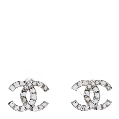 Chanel Baguette Crystal CC Earrings Silver 1 of 6