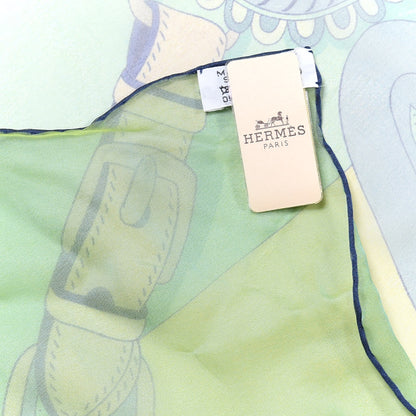 Hermes Silk Mousseline Festival Des Amazones Shawl 140 Vert Jaune Vert De Gris 4 of 4