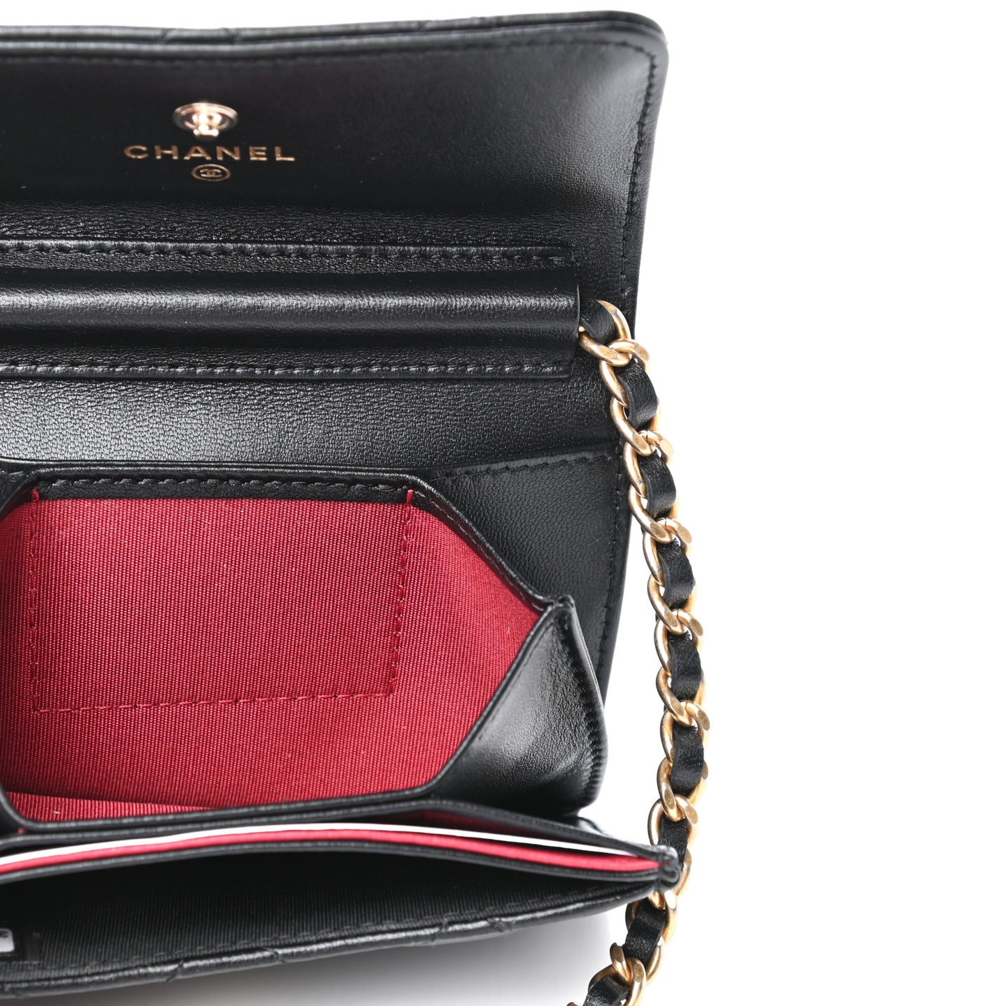 Lambskin Quilted Pearl Crown Clutch With Chain Black