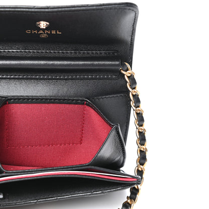 Chanel Lambskin Quilted Pearl Crown Clutch With Chain Black 5 of 10