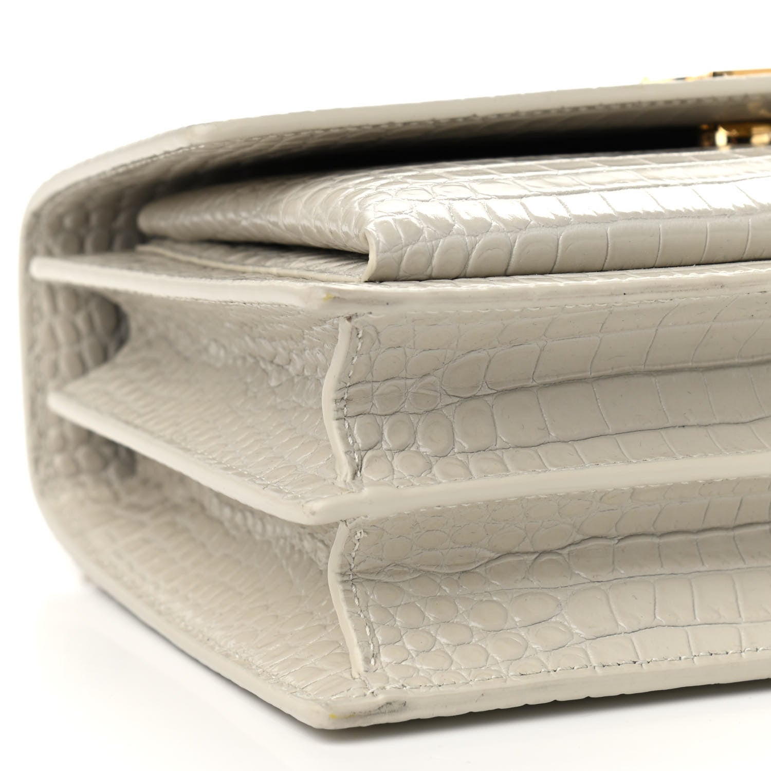 Saint Laurent Calfskin Crocodile Embossed Medium Monogram Sunset Blanc Vintage 5 of 11