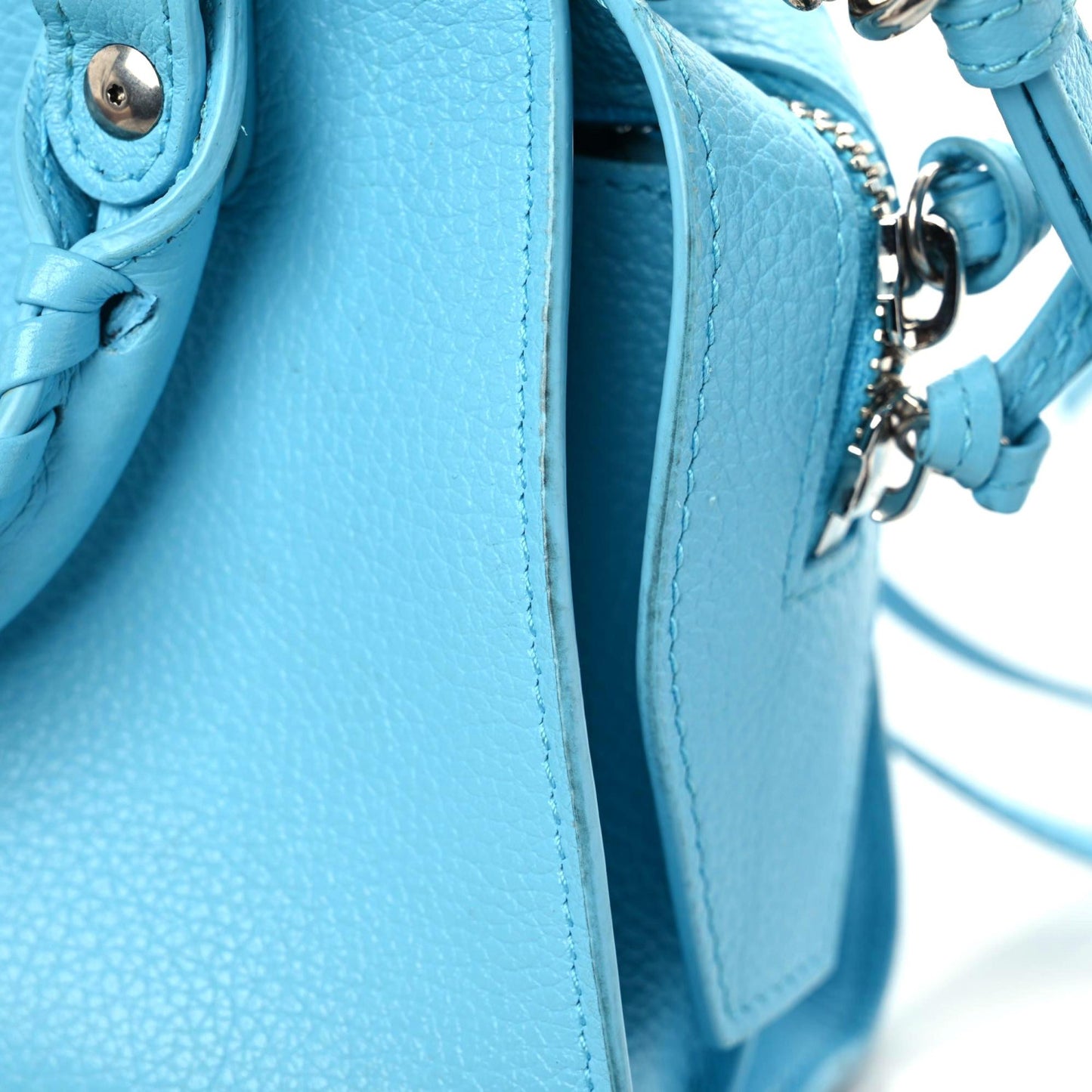Grained Calfskin Neo Classic Silver Hardware Mini City Azur