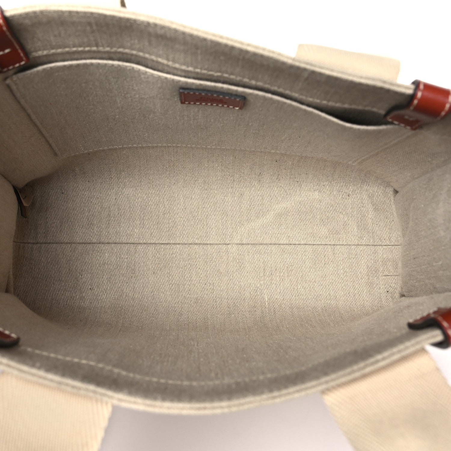 Chloe Cotton Calfskin Medium Woody Ribbon Tote White Brown 5 of 11