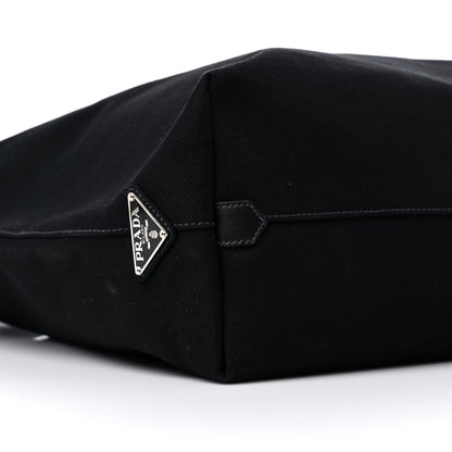 Prada Canvas Embroidered Drill Tote Black 8 of 9