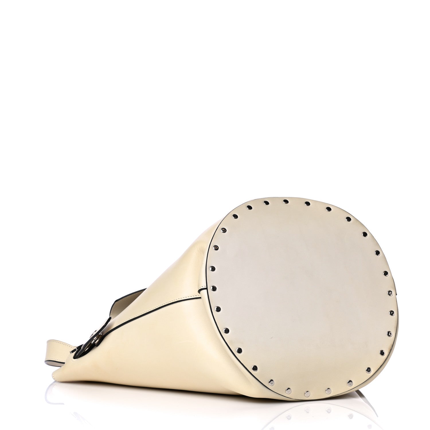Celine Natural Calfskin Biker Bucket Shoulder Bag White 4 of 12
