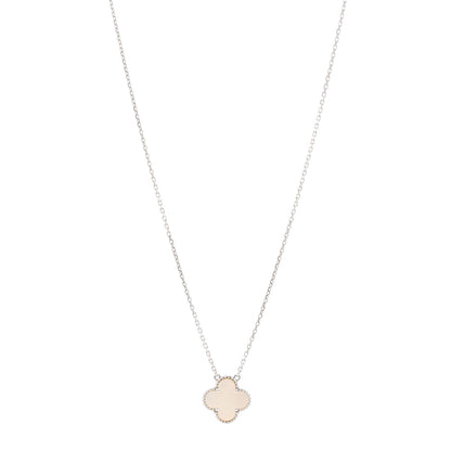 Van Cleef & Arpels 18K White Gold Mother of Pearl Vintage Alhambra Pendant Necklace 1 of 5