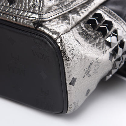 MCM Metallic Visetos Side Stud Mini Stark Backpack Silver Black 8 of 8