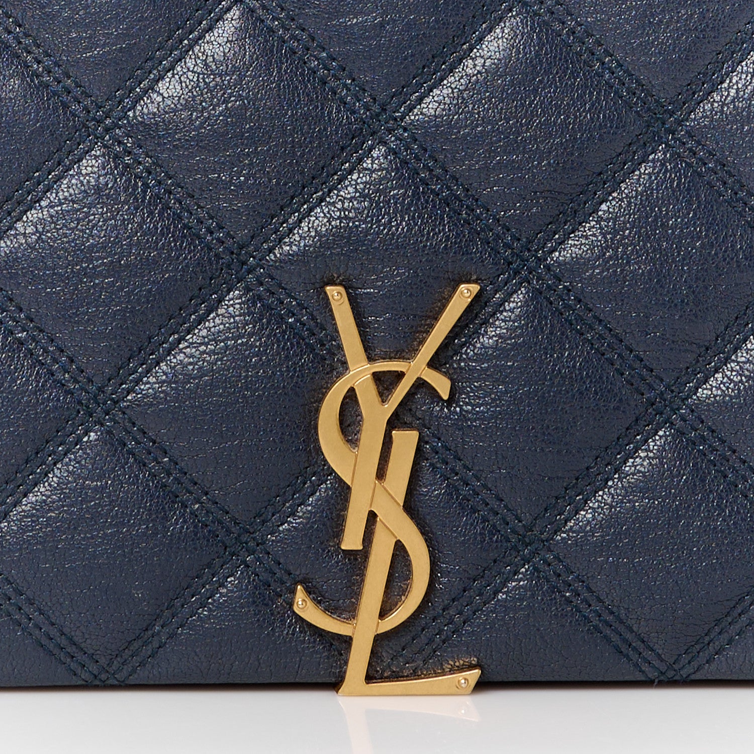 Saint Laurent Lambskin Quilted Mini Becky Chain Bag Blue Charron 9 of 11