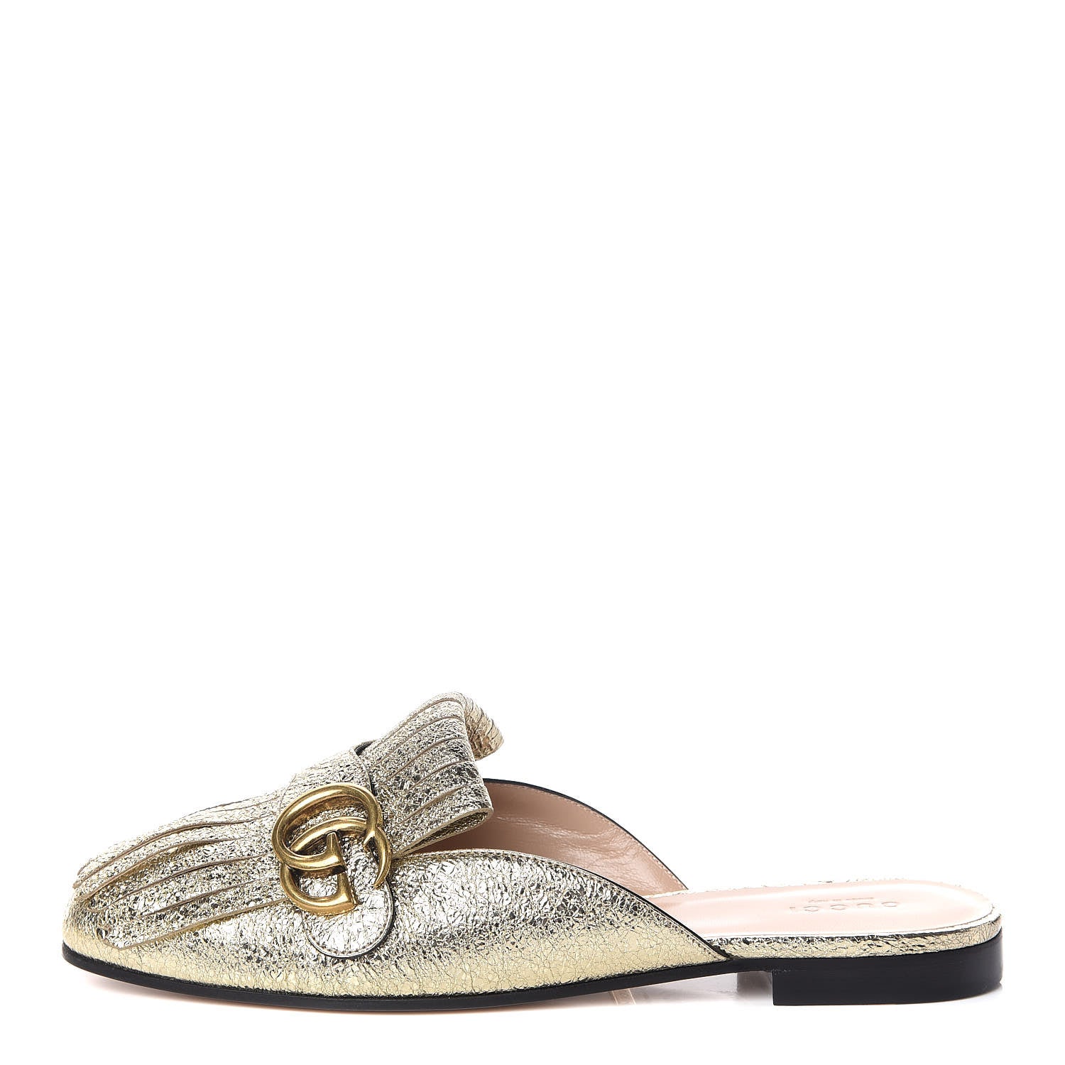 Gucci Galassia Womens GG Marmont Fringe Slippers 38.5 Platino 1 of 8