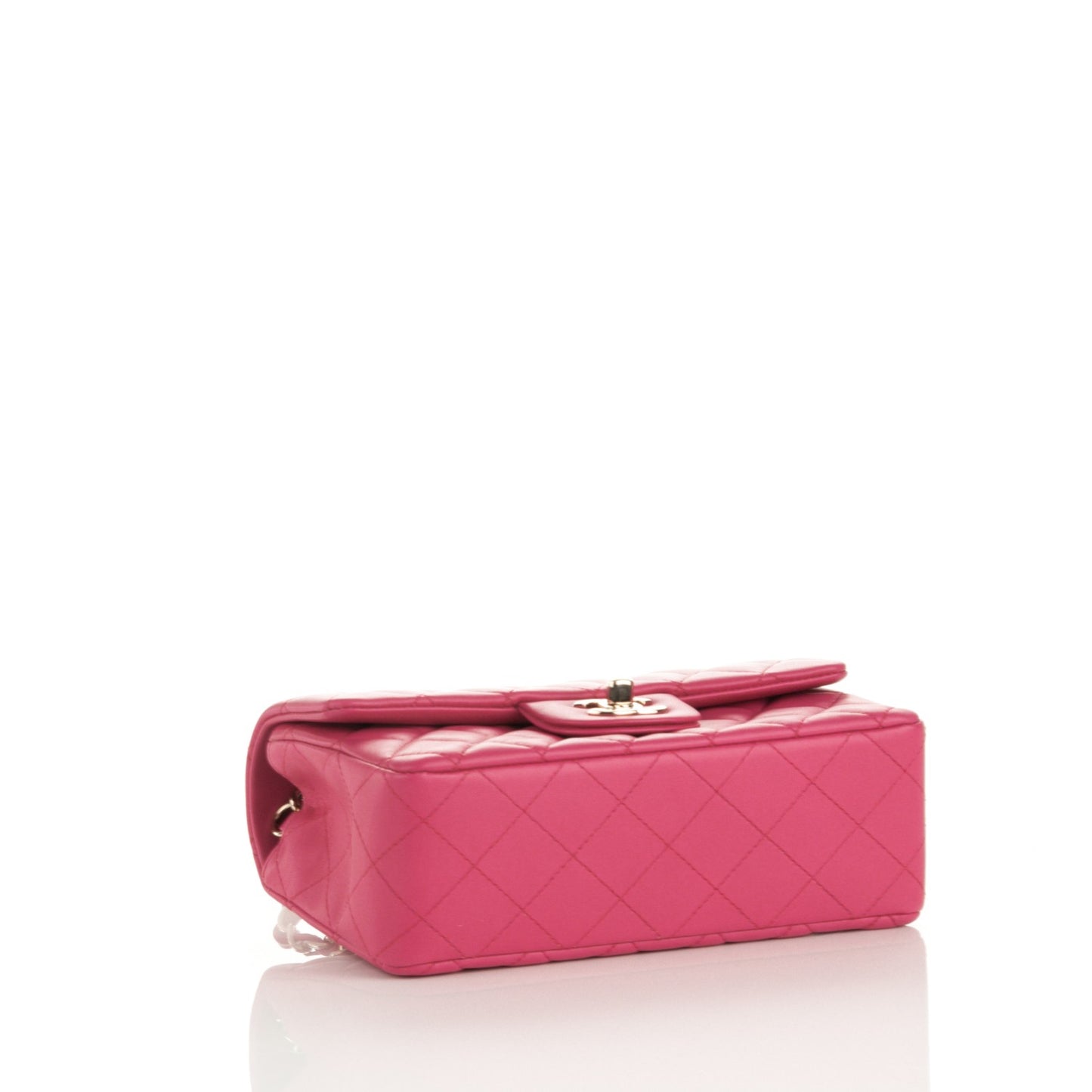 Lambskin Quilted Mini Rectangular Flap Fuchsia
