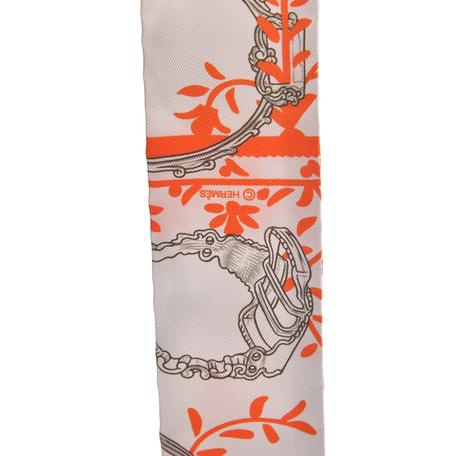 Hermes Silk Etriers Remix Twilly Verveine Orange Kaki 3 of 4