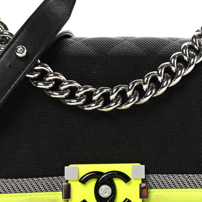 Chanel Canvas Quilted Small Fluo Boy Flap Black Grey Yellow 8 of 12