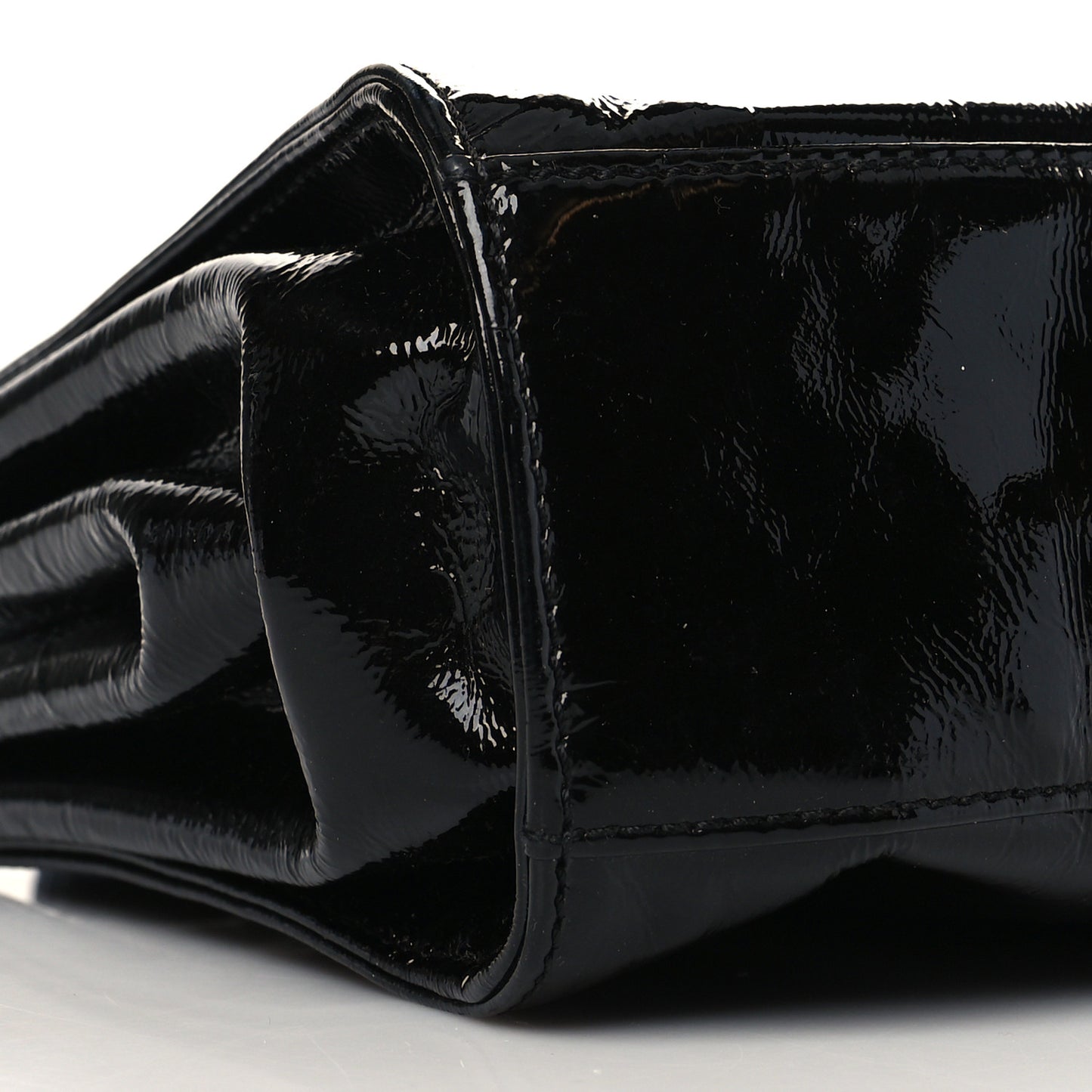 Patent Mademoiselle Lock Convertible Wrist Clutch Bag Black