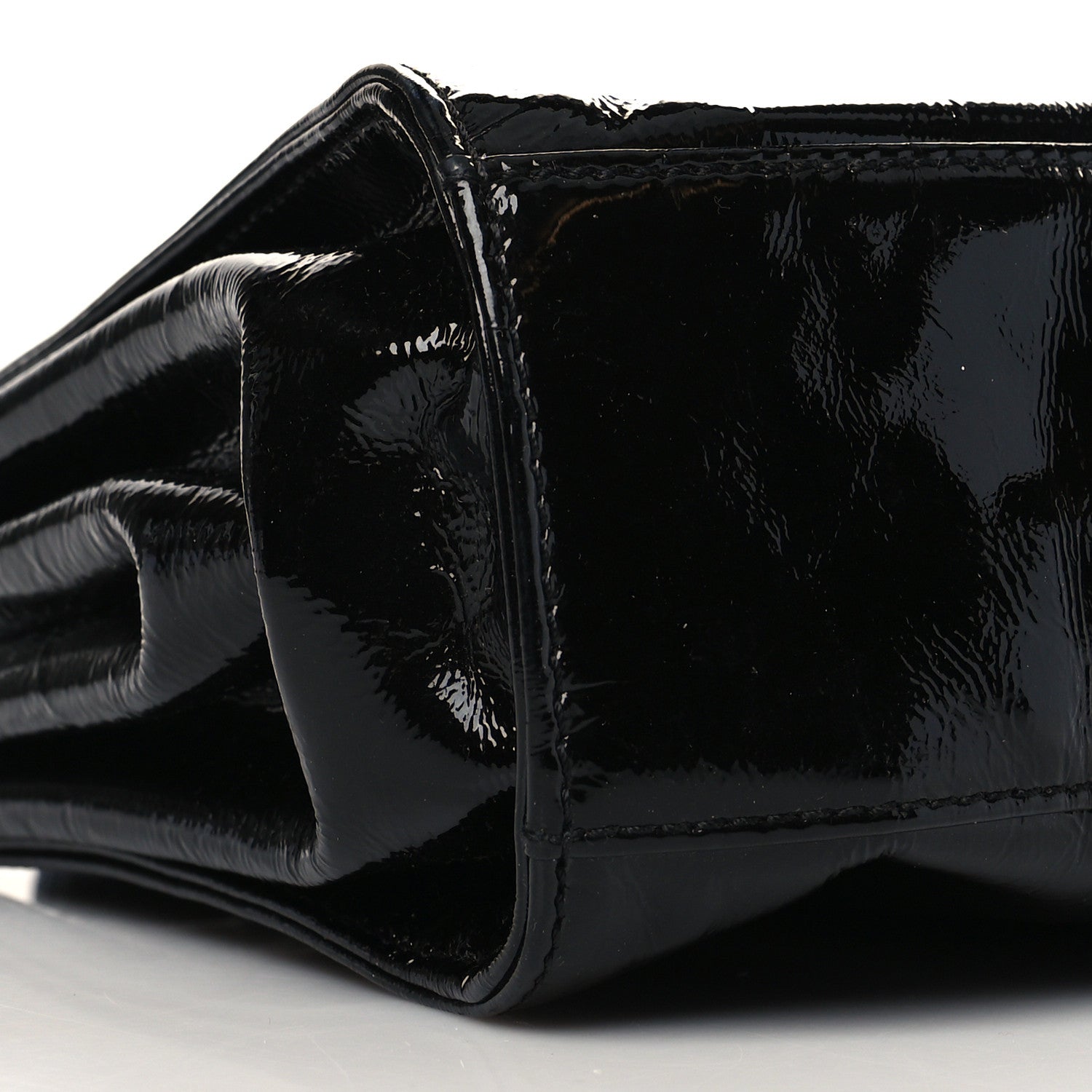 Chanel Patent Mademoiselle Lock Convertible Wrist Clutch Bag Black 9 of 10