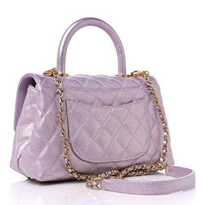 Chanel Iridescent Caviar Quilted Mini Coco Handle Flap Light Pink 3 of 10