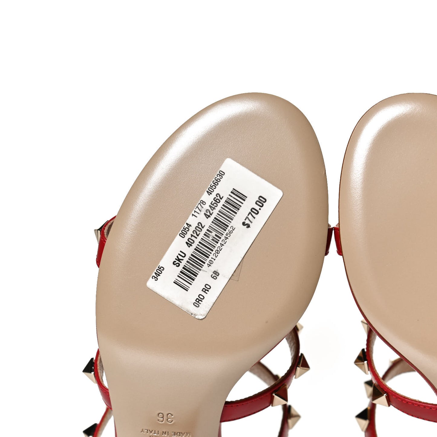 Calfskin Rockstud 60mm Caged Slide Sandals 36 Rosso Valentino