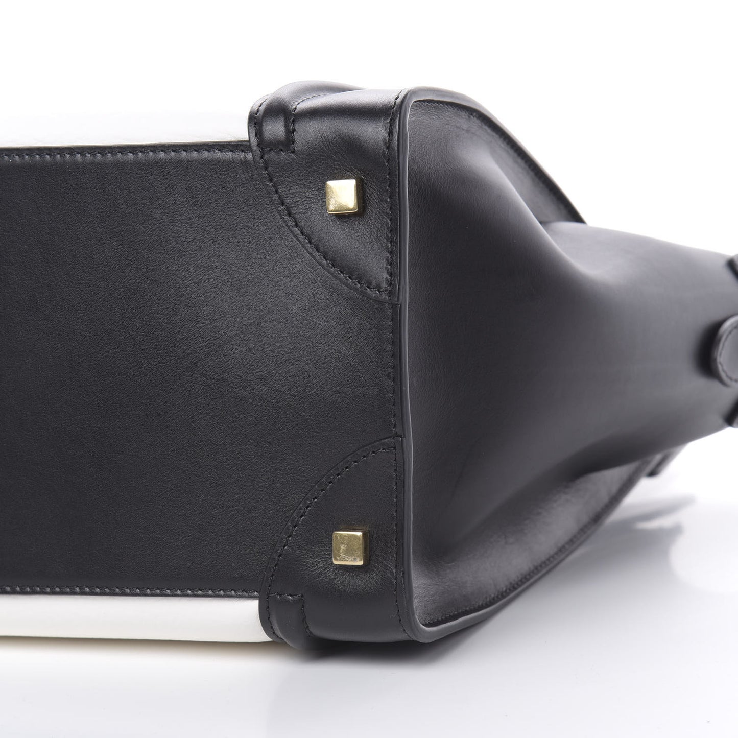 Smooth Calfskin Shrunken Lambskin Mini Bi-Color Luggage Black White