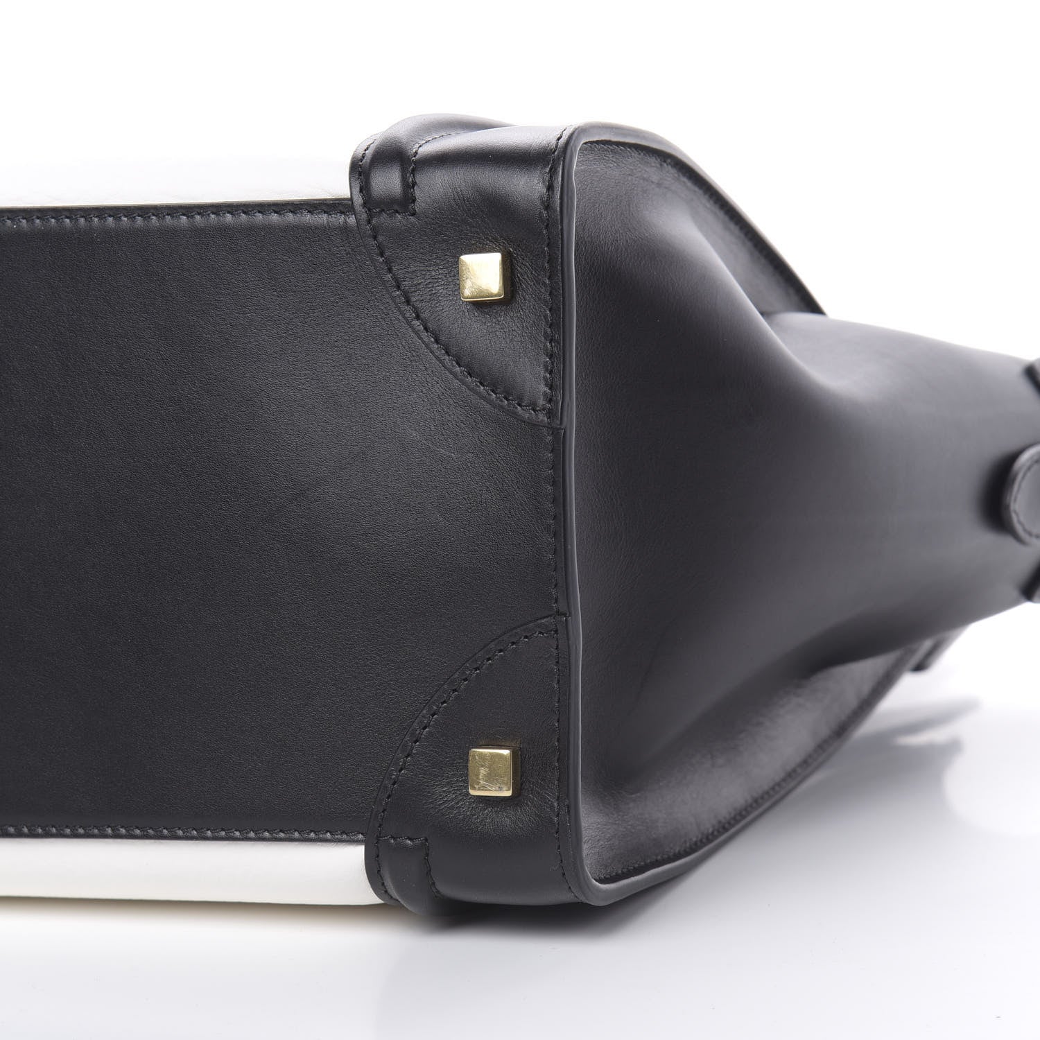 Celine Smooth Calfskin Shrunken Lambskin Mini Bi-Color Luggage Black White 10 of 12