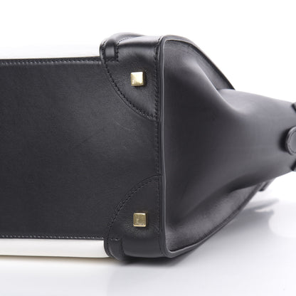 Celine Smooth Calfskin Shrunken Lambskin Mini Bi-Color Luggage Black White 10 of 12