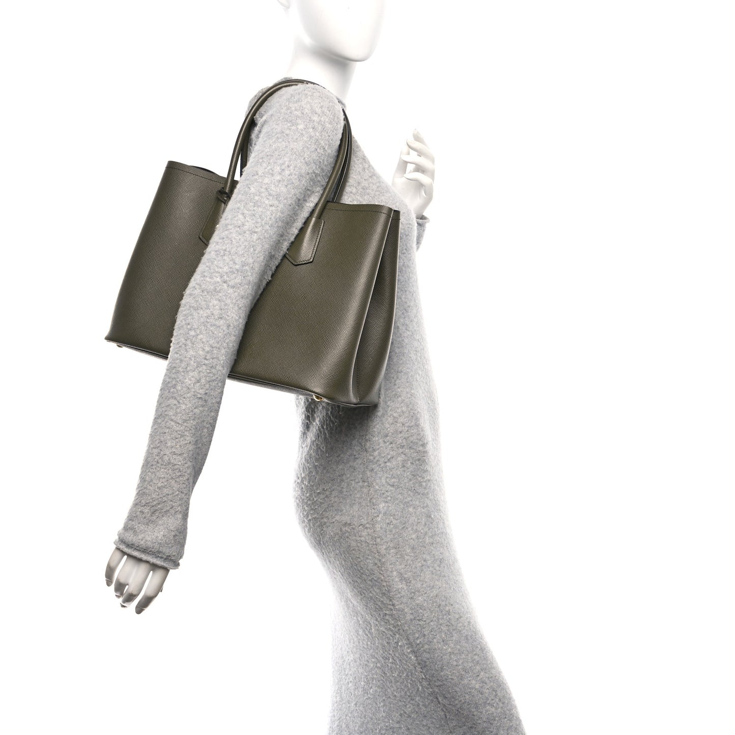 Saffiano Cuir Large Double Bag Militaire