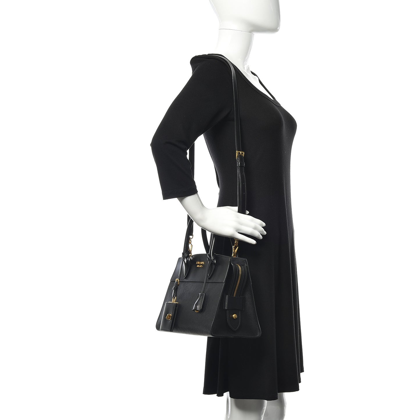 Saffiano City Calfskin Small Esplanade Tote Black