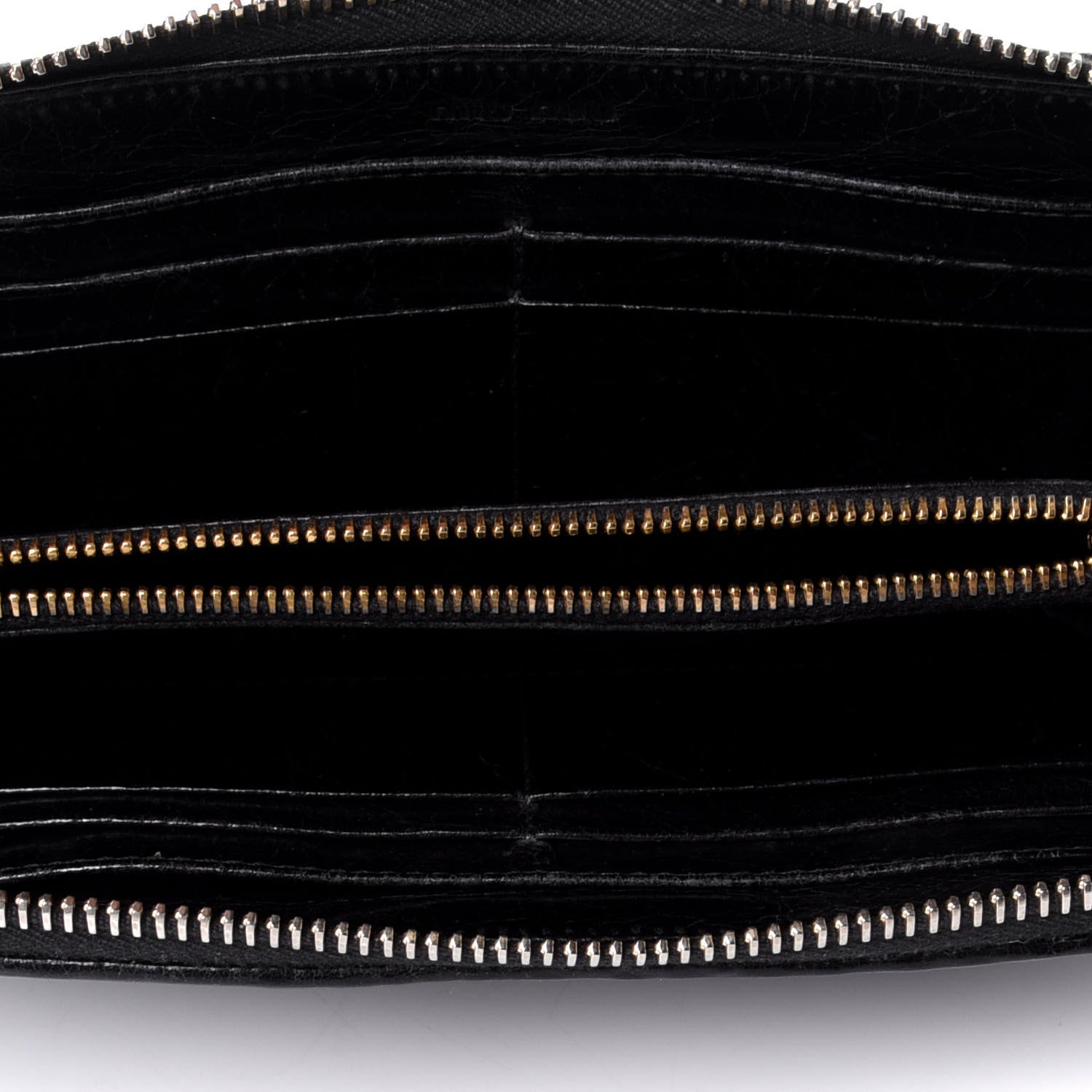 Miu Miu Nappa Matelasse Lux Zip Around Wallet Black 5 of 8