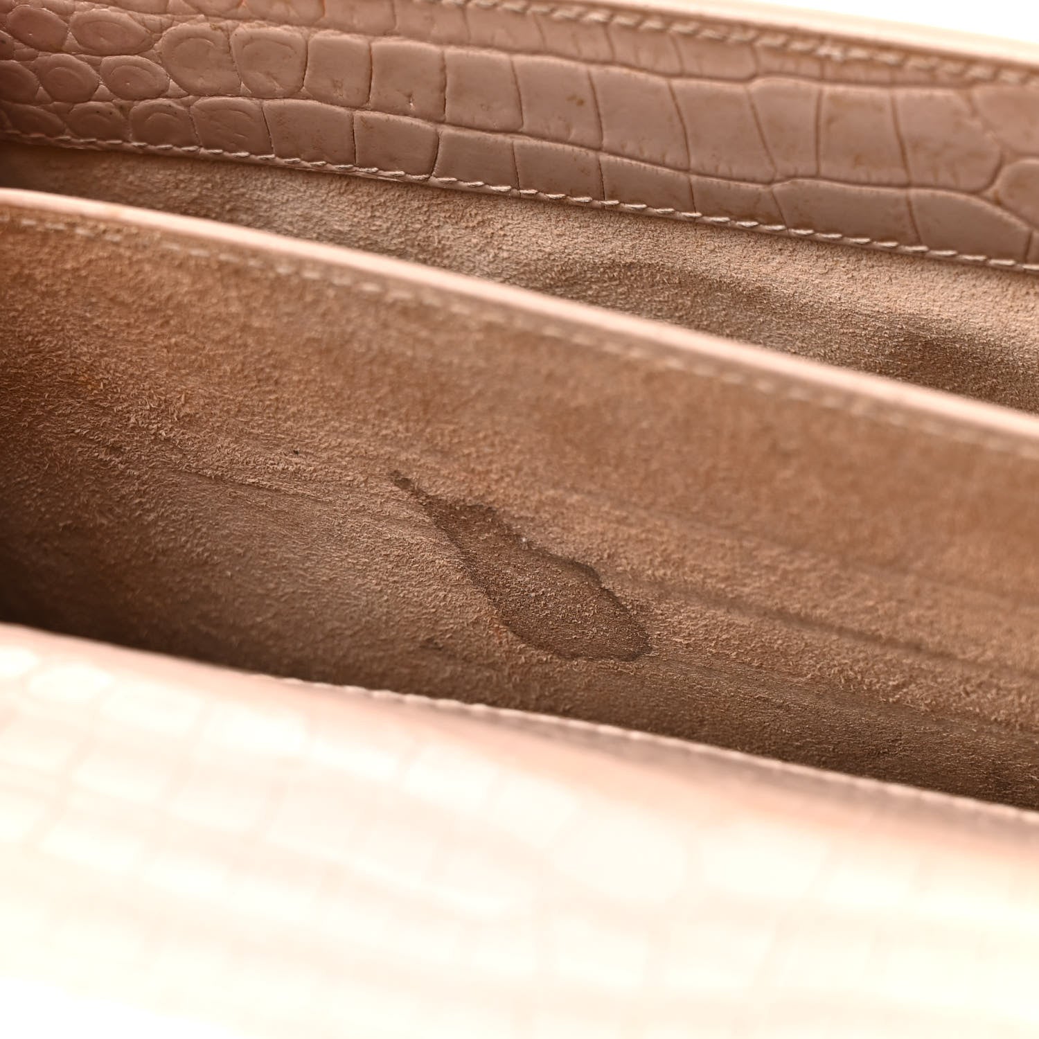 Saint Laurent Calfskin Crocodile Embossed Medium Monogram Sunset Rose Antic 11 of 25