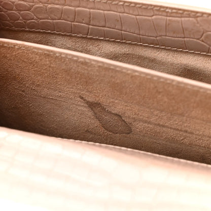 Saint Laurent Calfskin Crocodile Embossed Medium Monogram Sunset Rose Antic 11 of 25