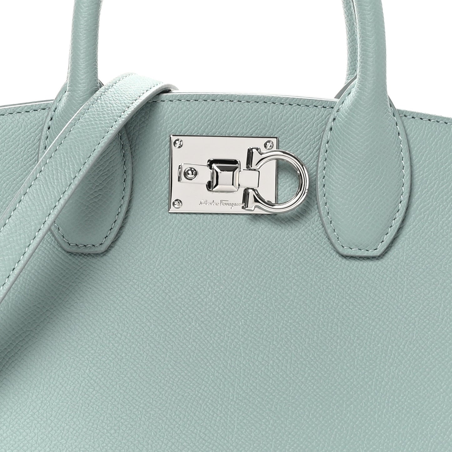 Hammered Calfskin Small The Studio Box Bag Aqua Green