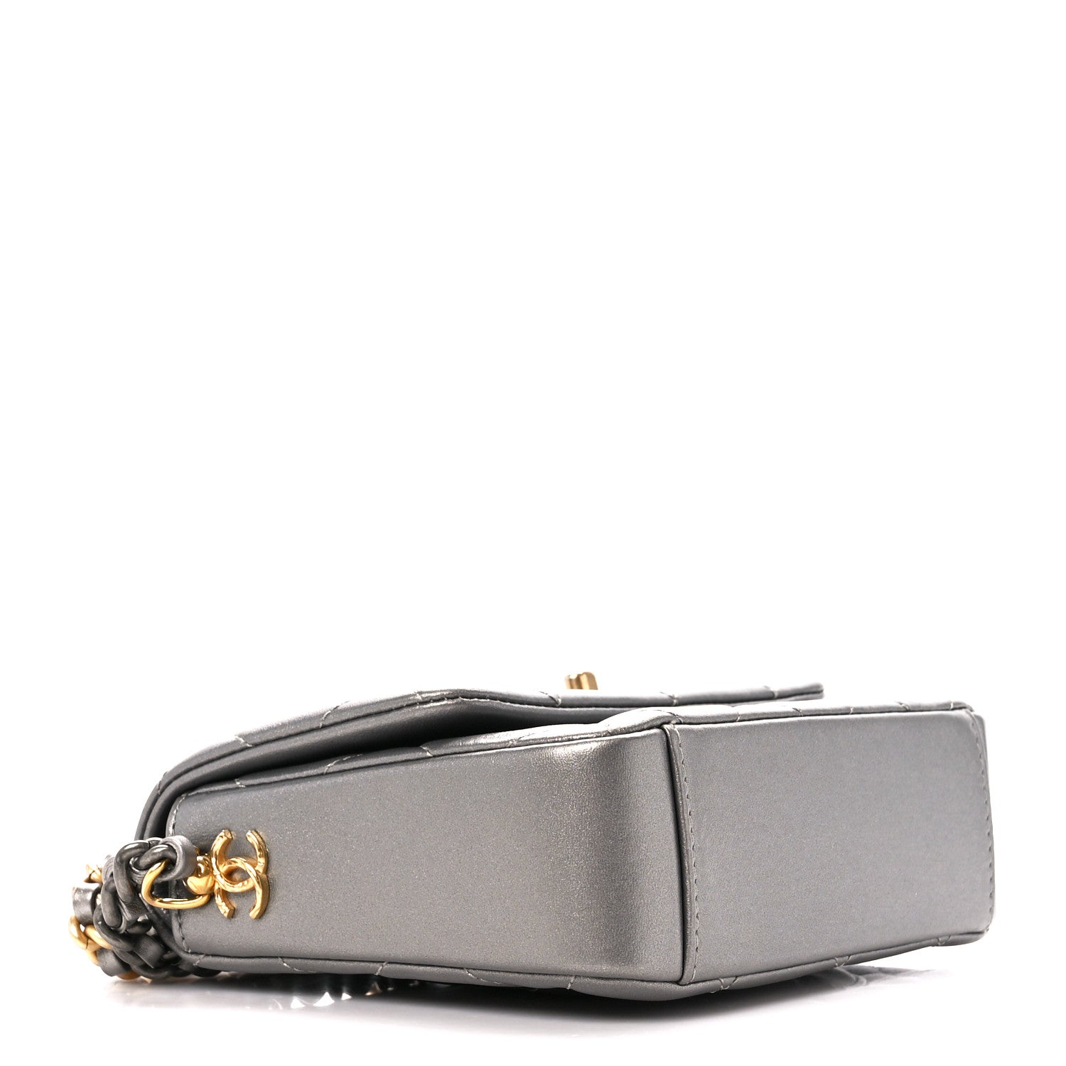 Chanel Metallic Lambskin Quilted Mini Side Note Flap Grey 4 of 11