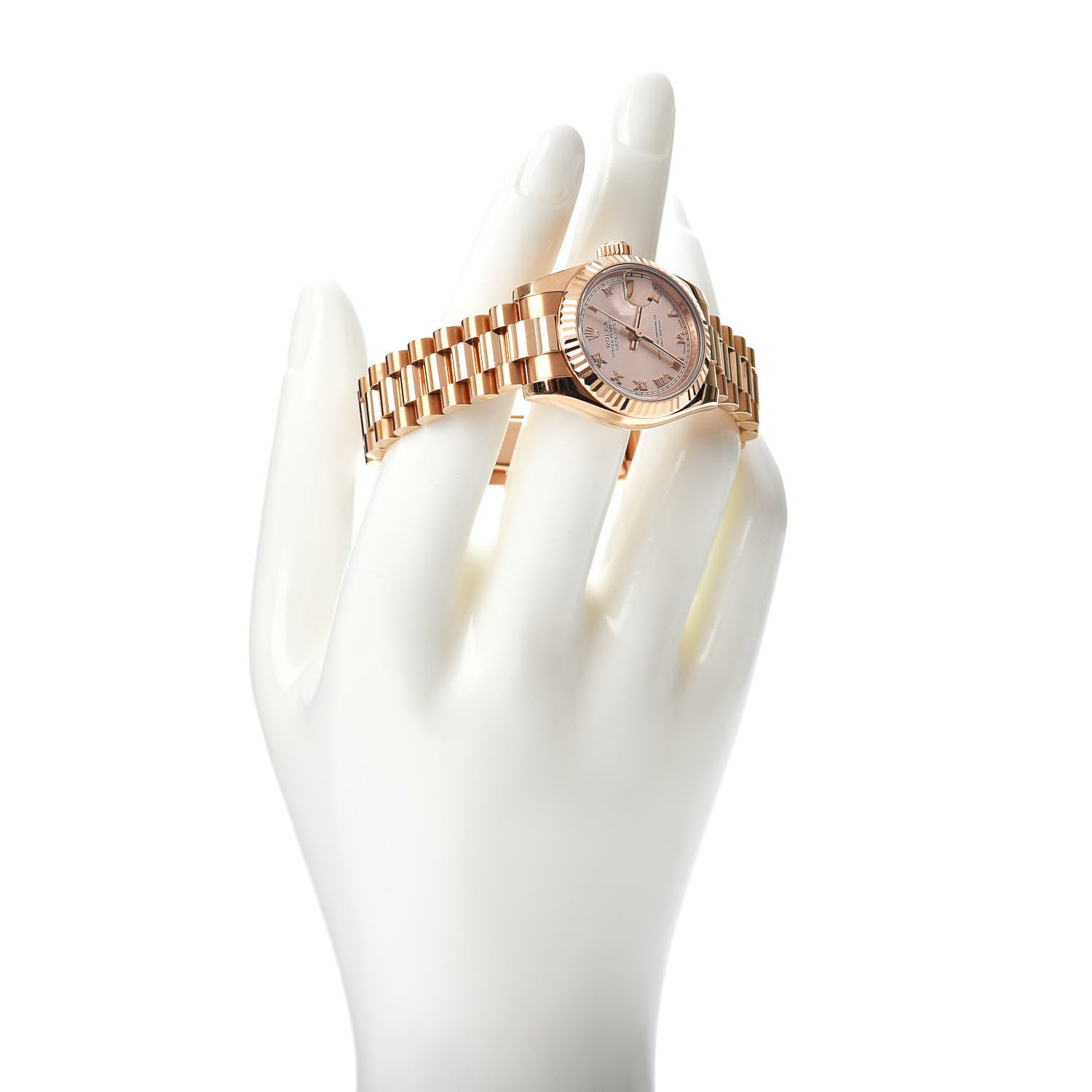 Rolex 18K Everose Gold 26mm Oyster Perpetual Datejust President Watch Champagne Roman 179175 2 of 6