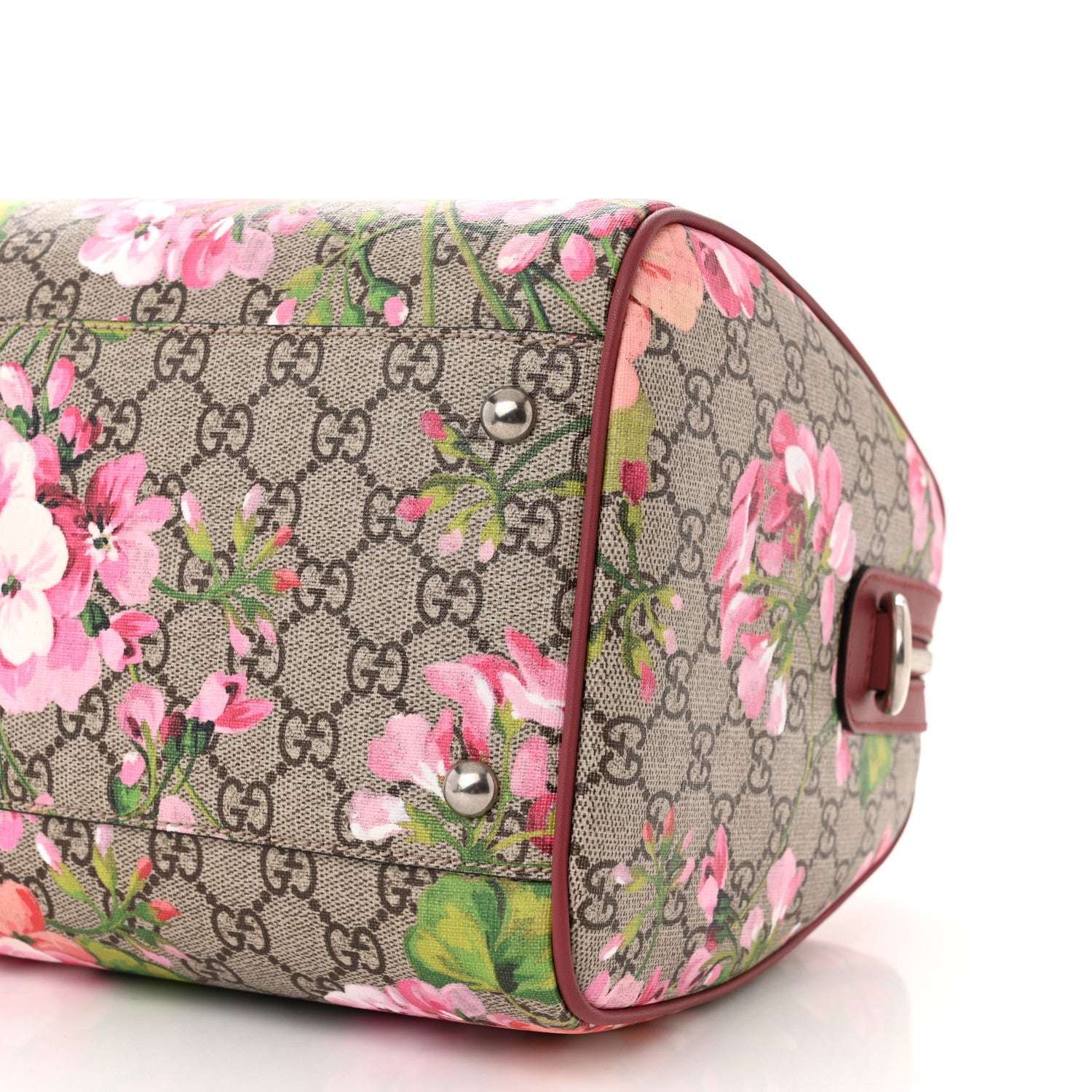 Gucci GG Supreme Monogram Blooms Medium Boston Beige Multicolor Dry Rose 9 of 10