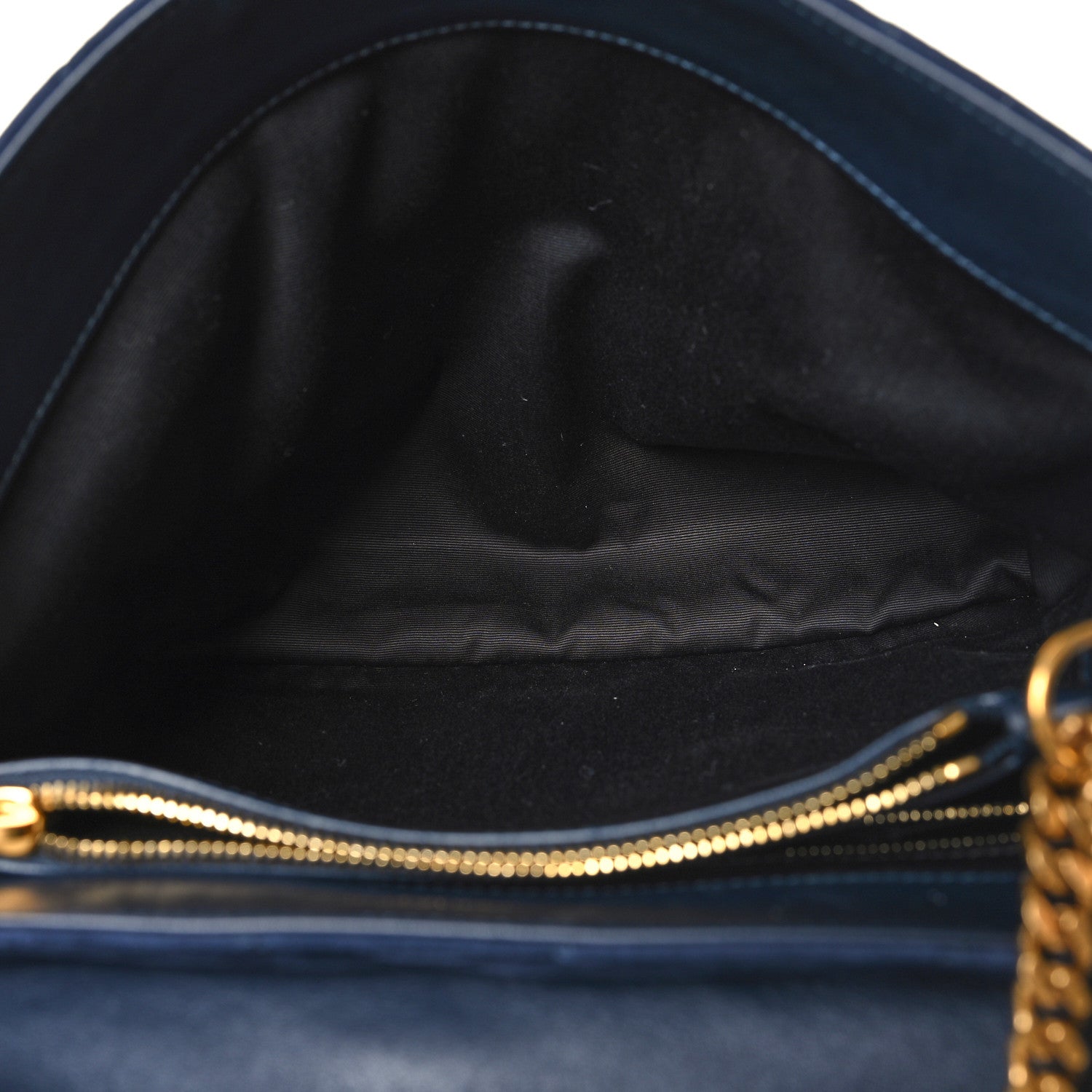 Saint Laurent Suede Calfskin Y Quilted Monogram Medium Loulou Chain Satchel Blue 5 of 10