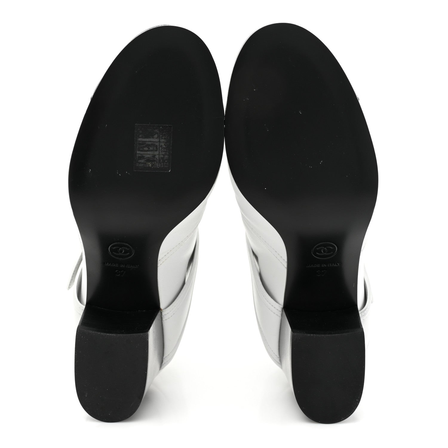 Chanel Lambskin Goatskin Cap Toe Boots 37 White Black 6 of 10